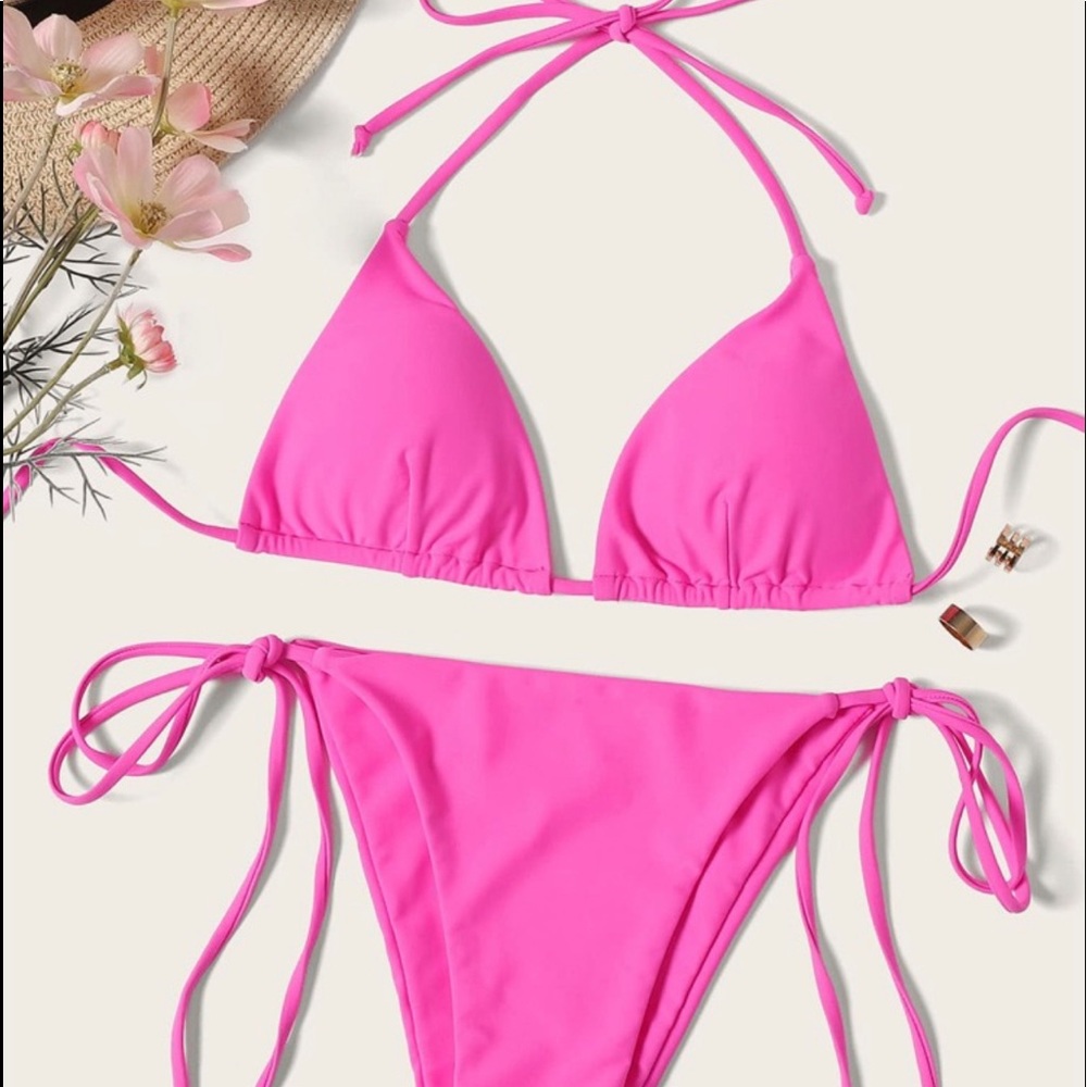 hot pink triangle bikini